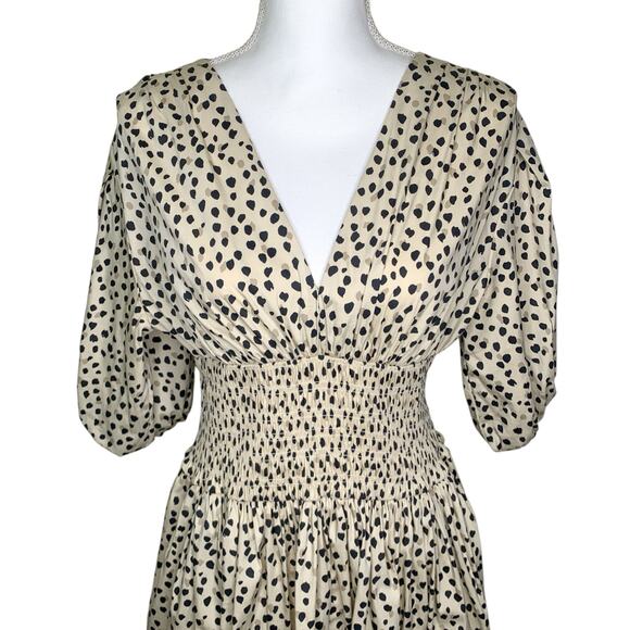 AYR The Extra Extra Soft Spot Animal Leopard Print Smocked Midi Dress - Picture 7 of 9